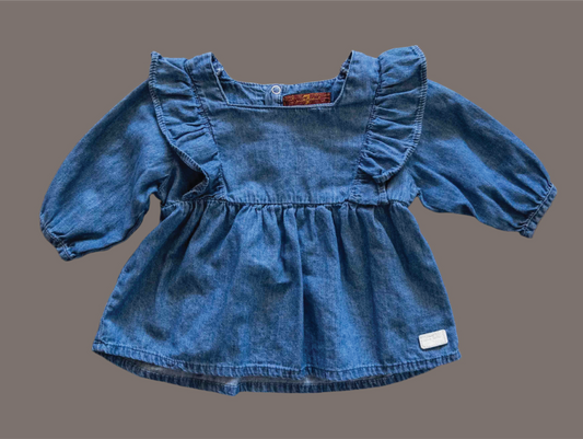 Blue Ruffled Peplum Blouse: 18mos