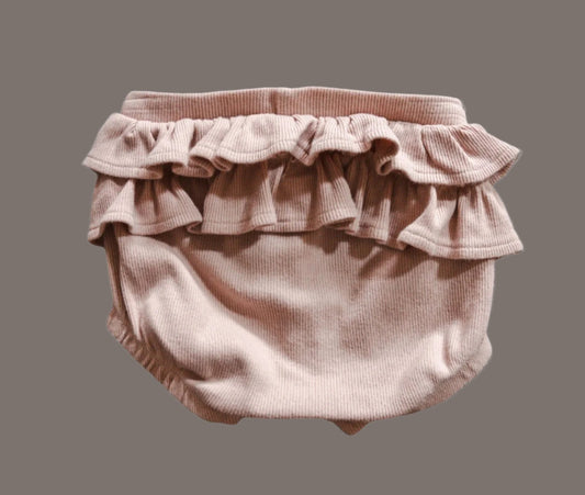 Pink Ribbed Organic Bloomers: 3mos