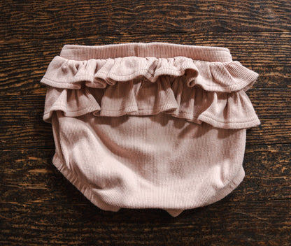 Pink Ribbed Organic Bloomers: 3mos