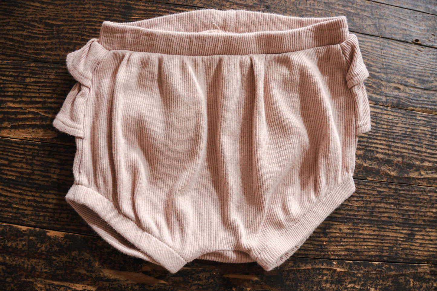 Pink Ribbed Organic Bloomers: 3mos