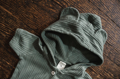 Green Organic Hooded Bodysuit: 3-6mos