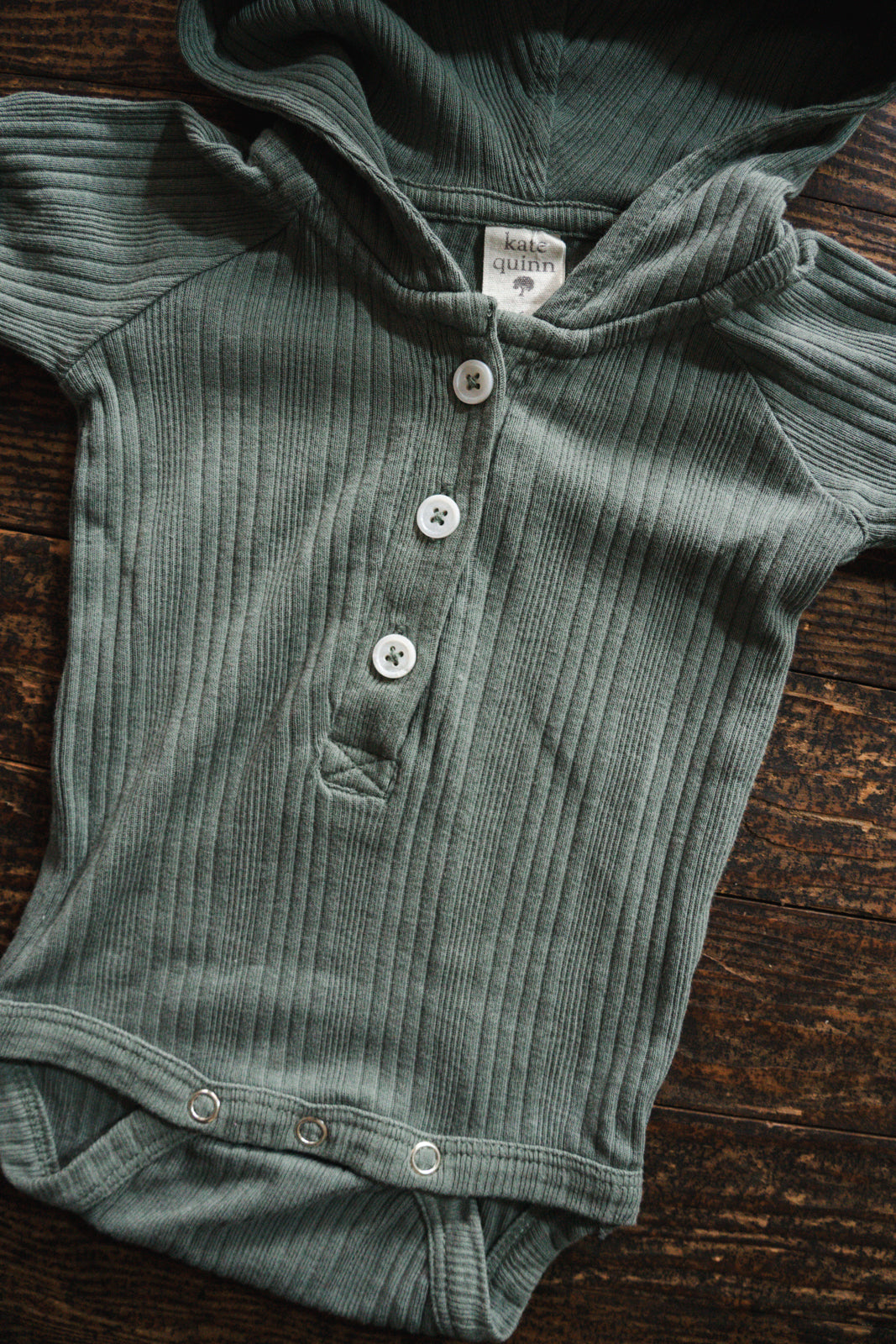 Green Organic Hooded Bodysuit: 3-6mos