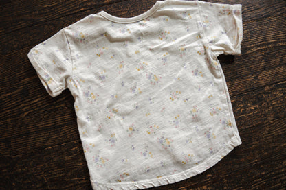 Cream Floral Cuffed Shirt: 18mos