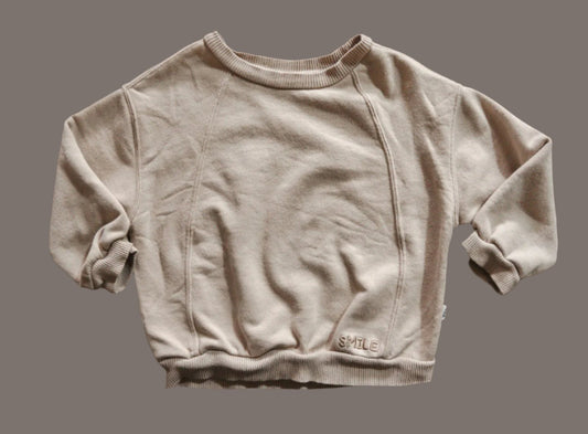 Beige Terry Pullover Sweater: 24mos