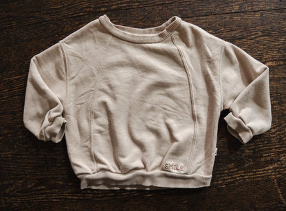 Beige Terry Pullover Sweater: 24mos