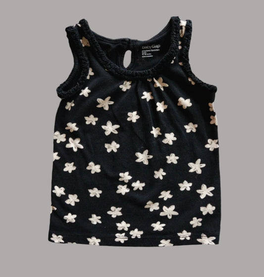 Black Floral Tank Top: 12-18mos