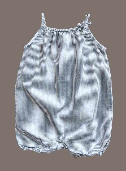 Blue Pinstripe Sleeveless Romper: 12-18mos