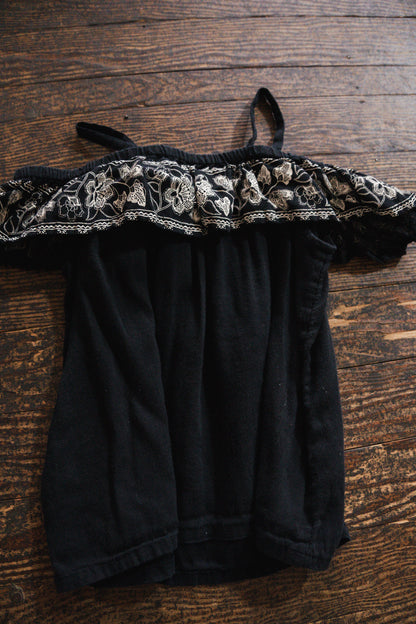 Black Flowy Ruffled Tank Top: 4T