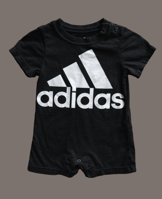 Black Short Sleeve Athletic Romper: 6mos