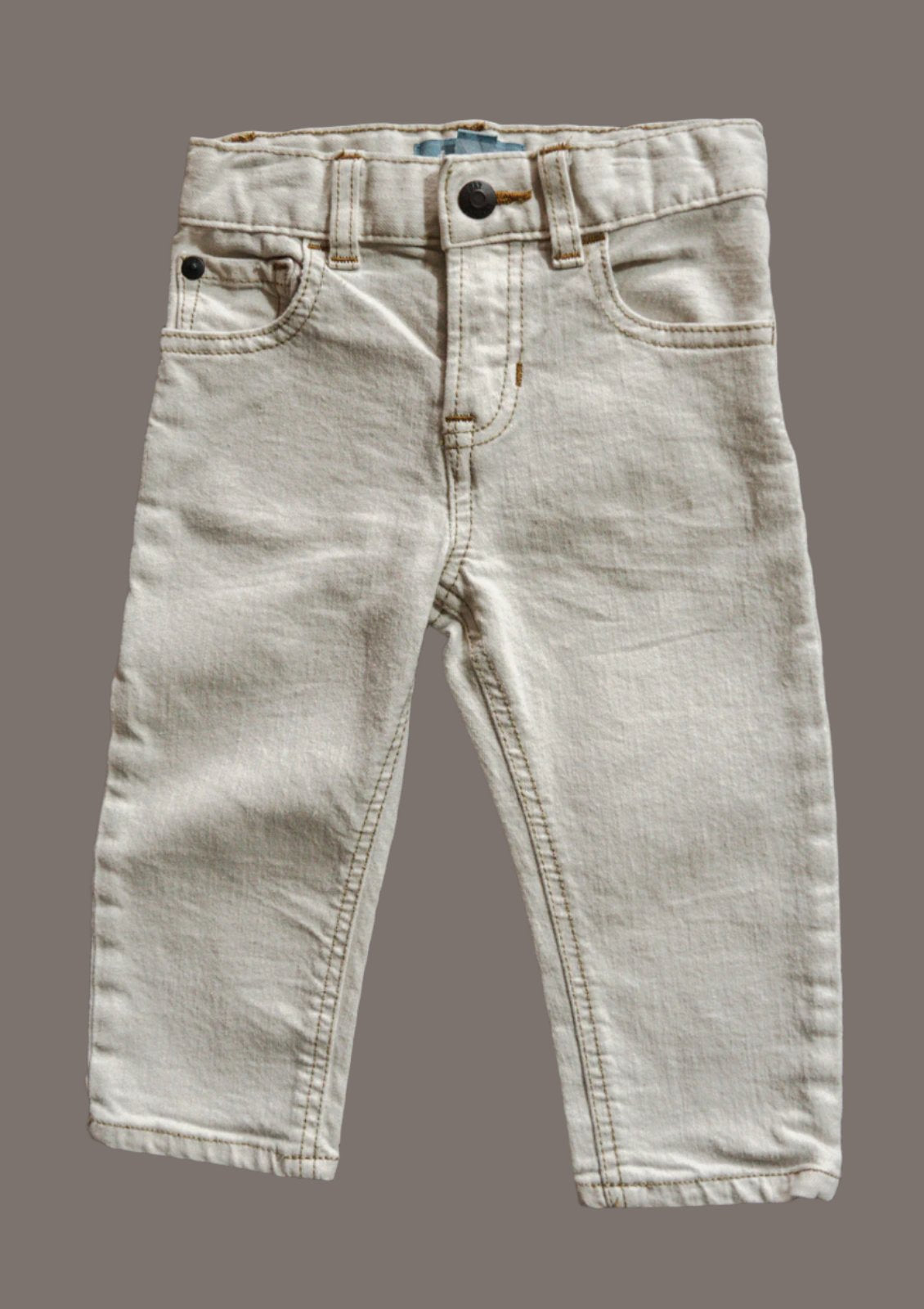 Cream Denim Jeans: 12-18mos