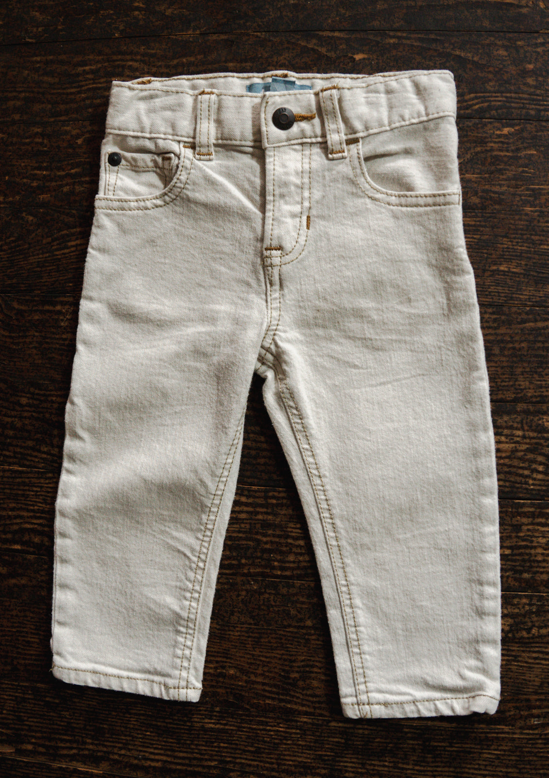 Cream Denim Jeans: 12-18mos