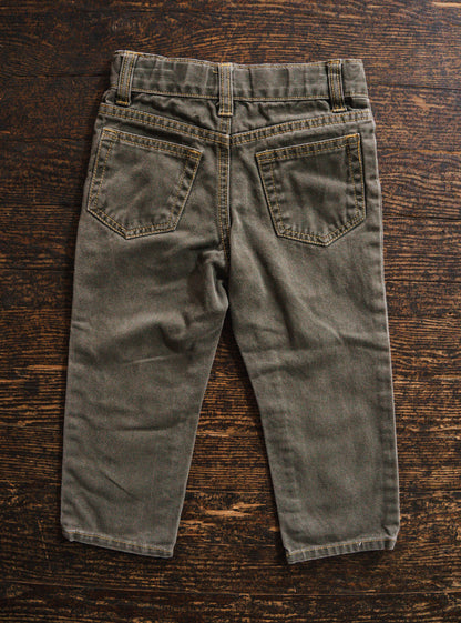 Olive Green Denim Jeans: 2T