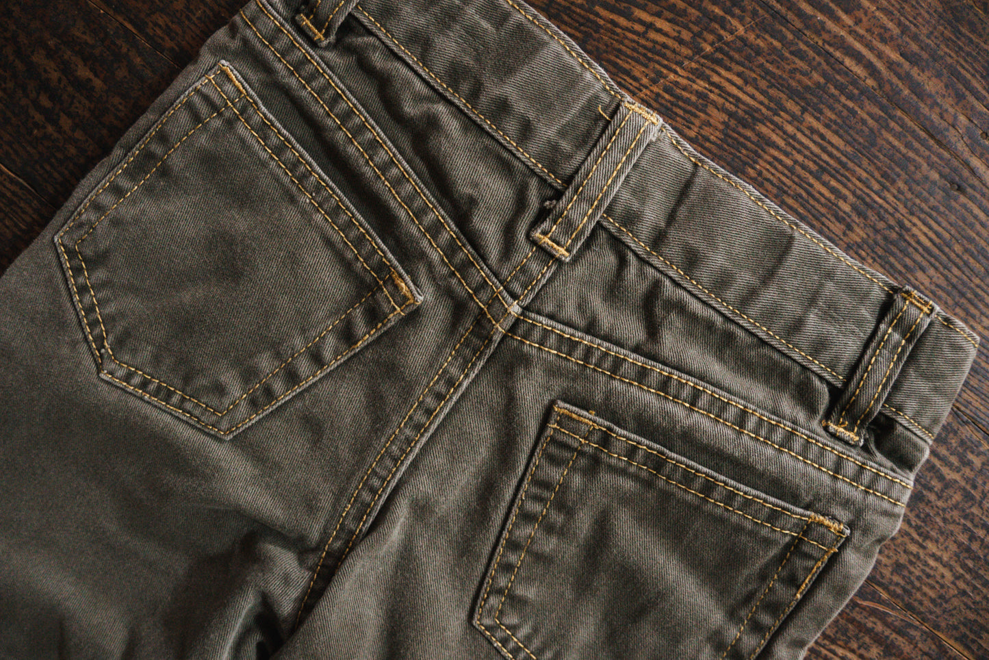 Olive Green Denim Jeans: 2T