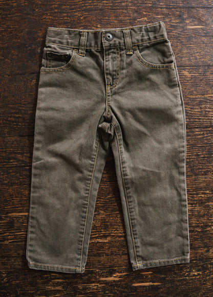 Olive Green Denim Jeans: 2T