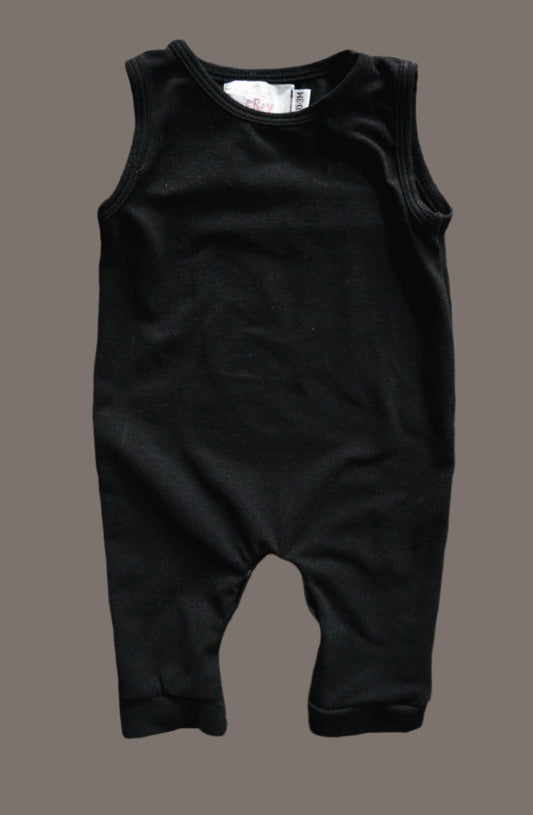 Black Sleeveless Romper: 0-3mos