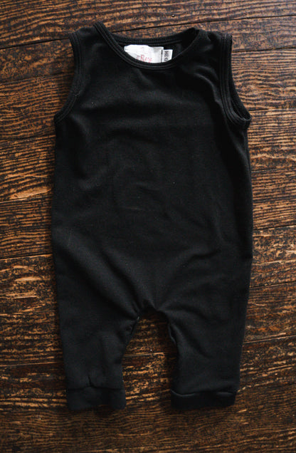 Black Sleeveless Romper: 0-3mos