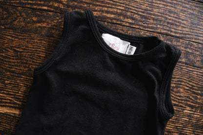 Black Sleeveless Romper: 0-3mos