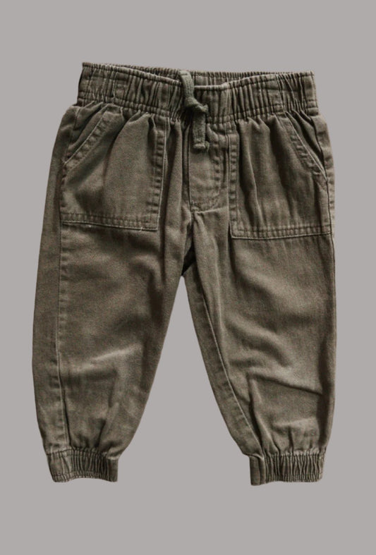 Olive Green Cotton Slacks: 2T