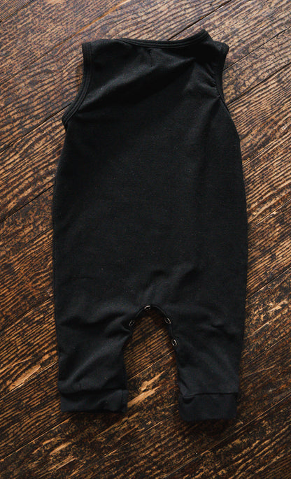 Black Sleeveless Romper: 0-3mos