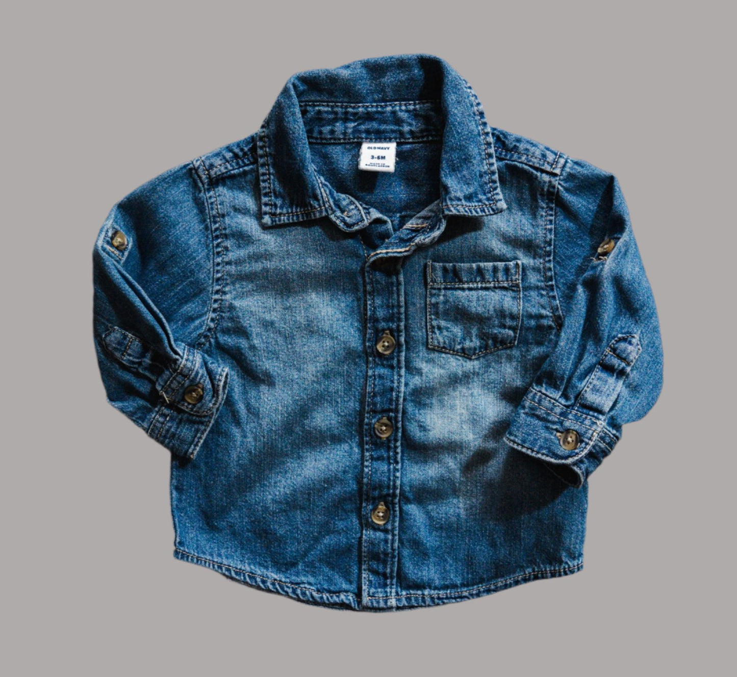 Blue Denim Button Up Shirt: 3-6mos