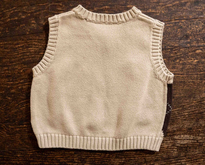 Beige Arglye Knit Sweater Vest: 18-24mos