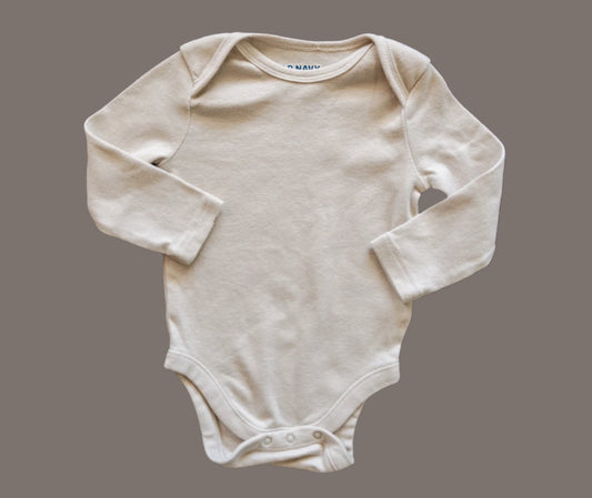 Cream Long Sleeve Bodysuit: 3-6mos