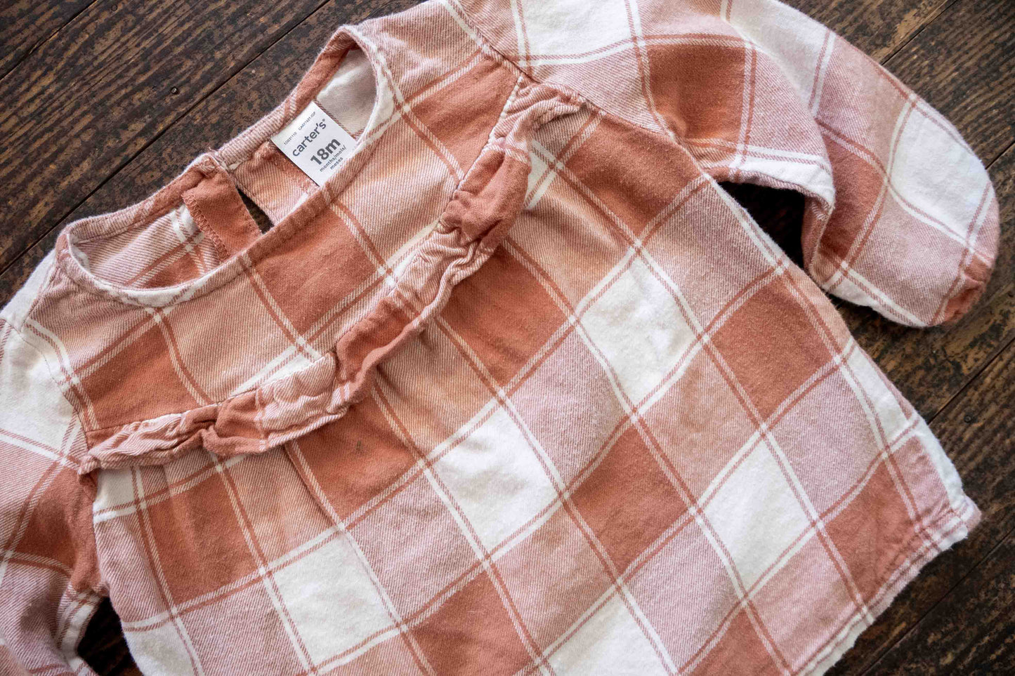 Rust Flannel Checkered Blouse: 18mos