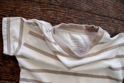 Tan & White Striped T-Shirt: 2T