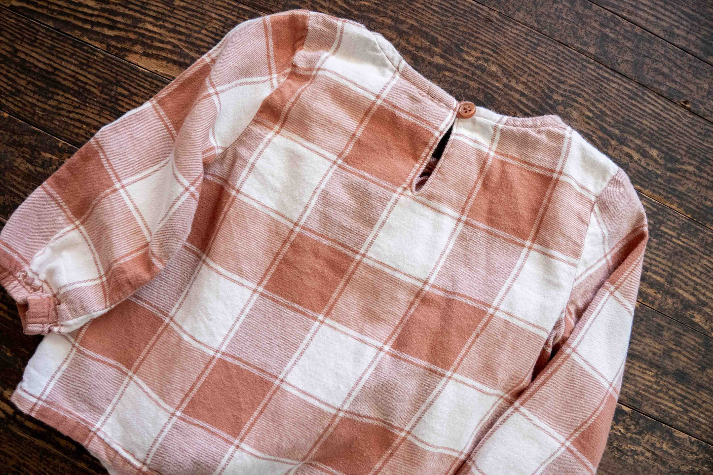 Rust Flannel Checkered Blouse: 18mos