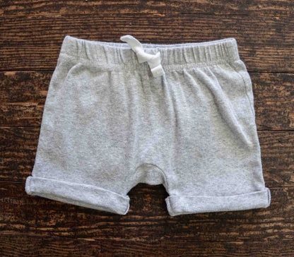 Heather Grey Organic Cuffed Shorts: 3-6mos