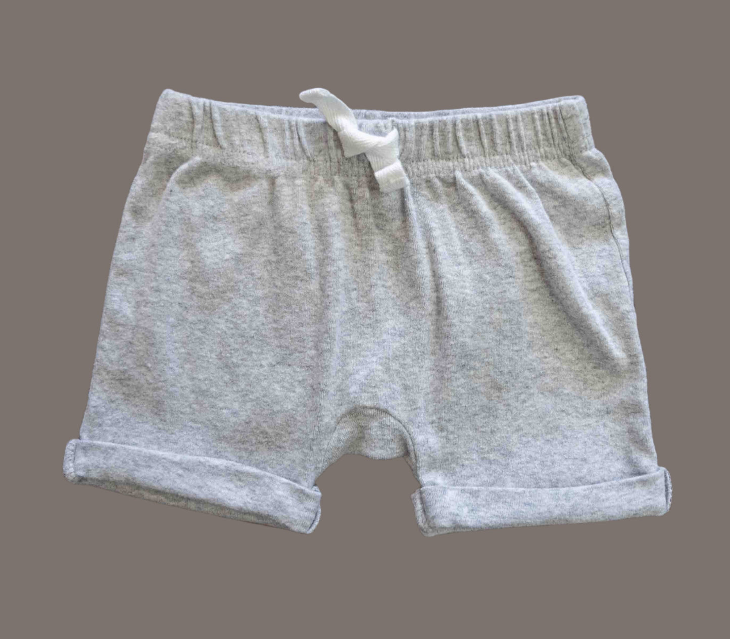 Heather Grey Organic Cuffed Shorts: 3-6mos