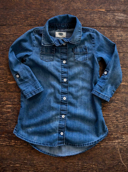 Blue Denim Tunic Shirt: 3T