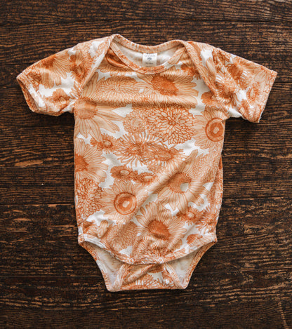 Orange Floral Bodysuit: 18-24mos