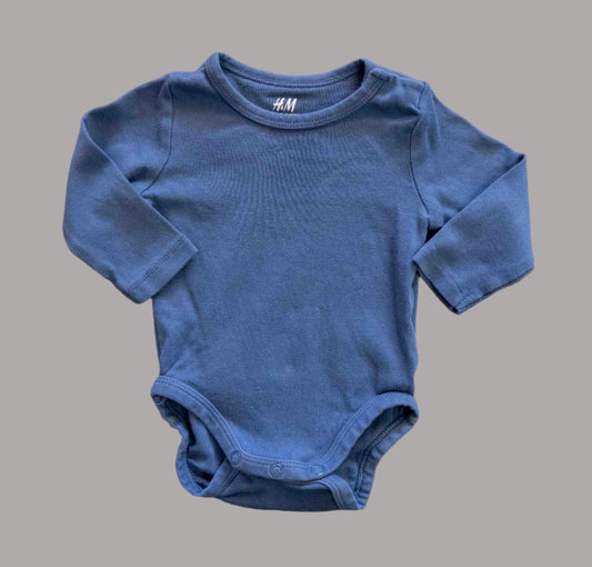 Blue Long Sleeve Organic Bodysuit: 3mos