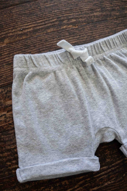 Heather Grey Organic Cuffed Shorts: 3-6mos