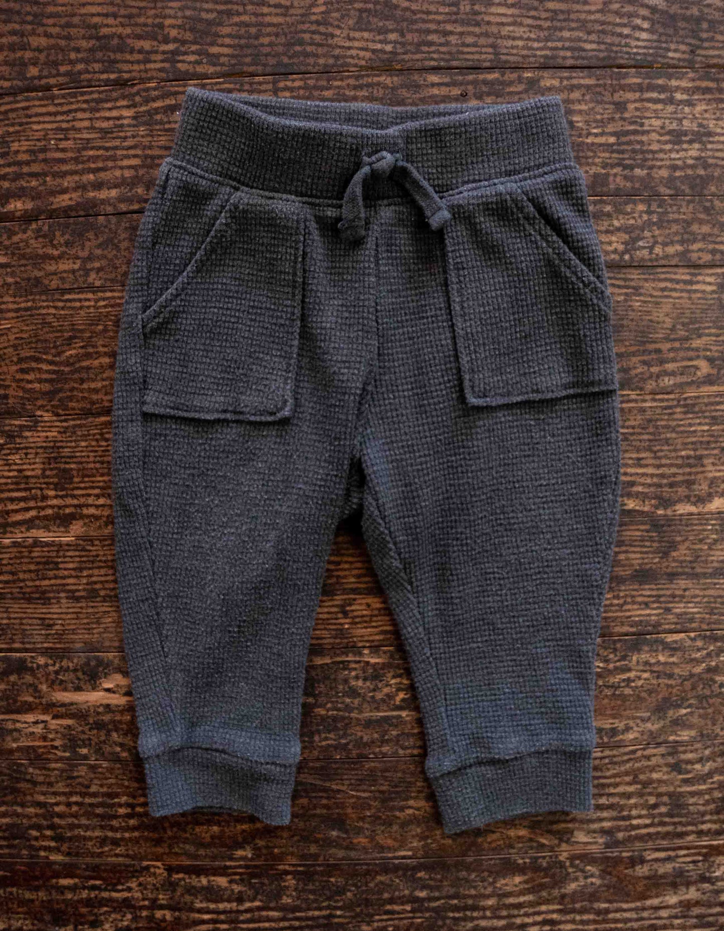 Charcoal Grey Waffle Pants: 6mos