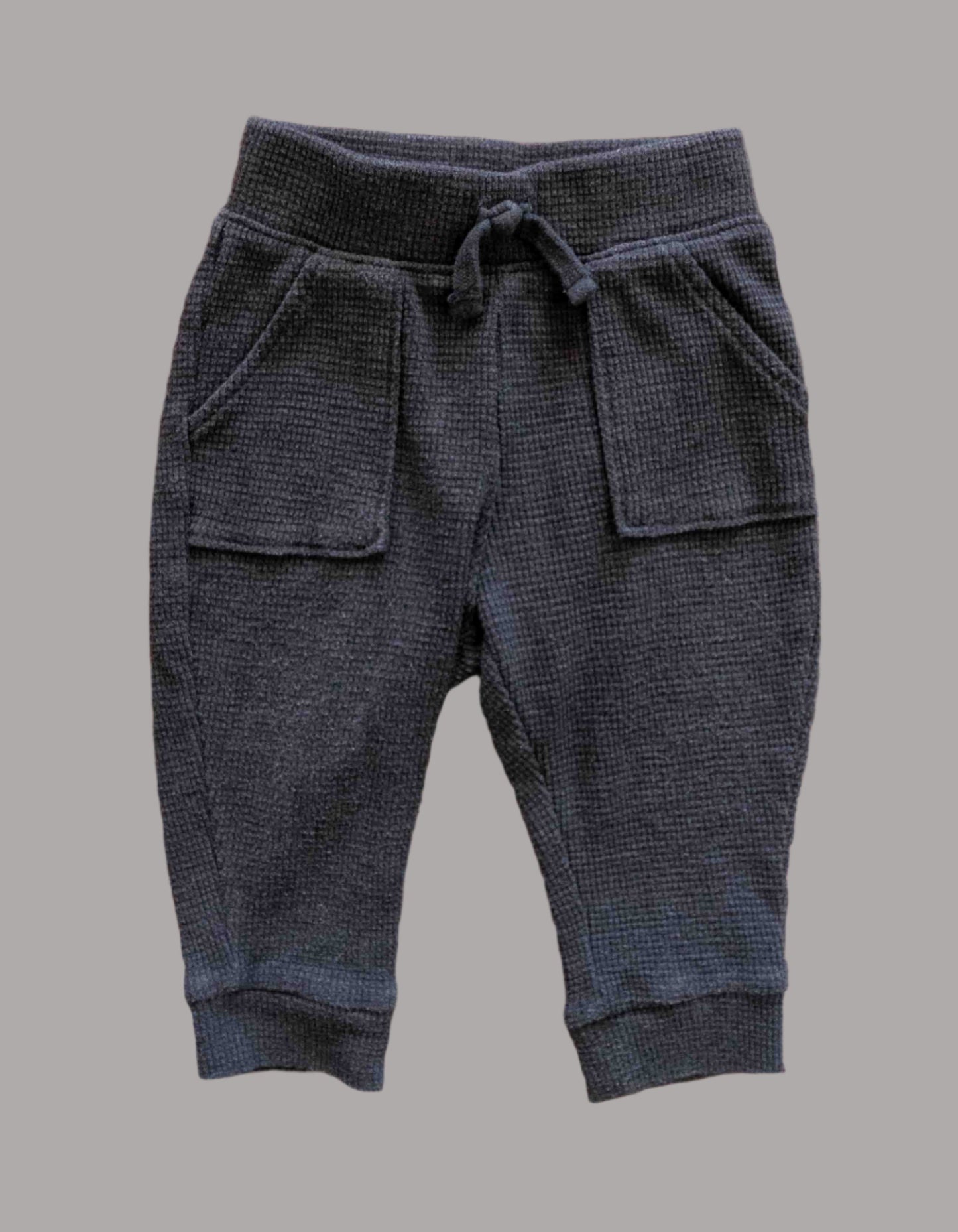 Charcoal Grey Waffle Pants: 6mos