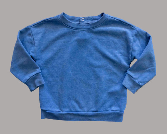 Blue Soft Terry Pullover Sweatshirt: 18mos