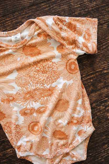 Orange Floral Bodysuit: 18-24mos