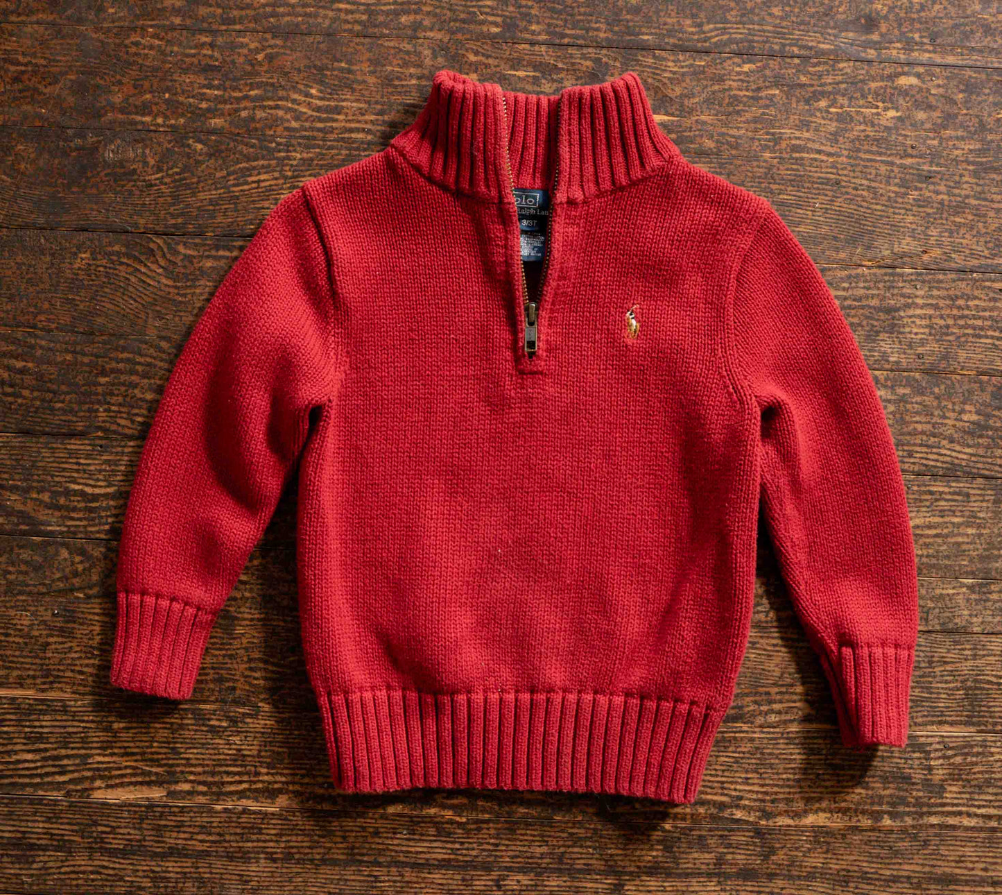 Red Knit Pullover Sweatshirt: 3T