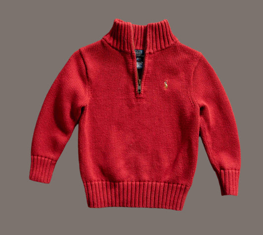 Red Knit Pullover Sweatshirt: 3T