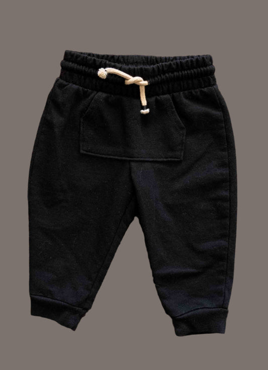 Black Pocket Drawstring Sweatpants: 6mos