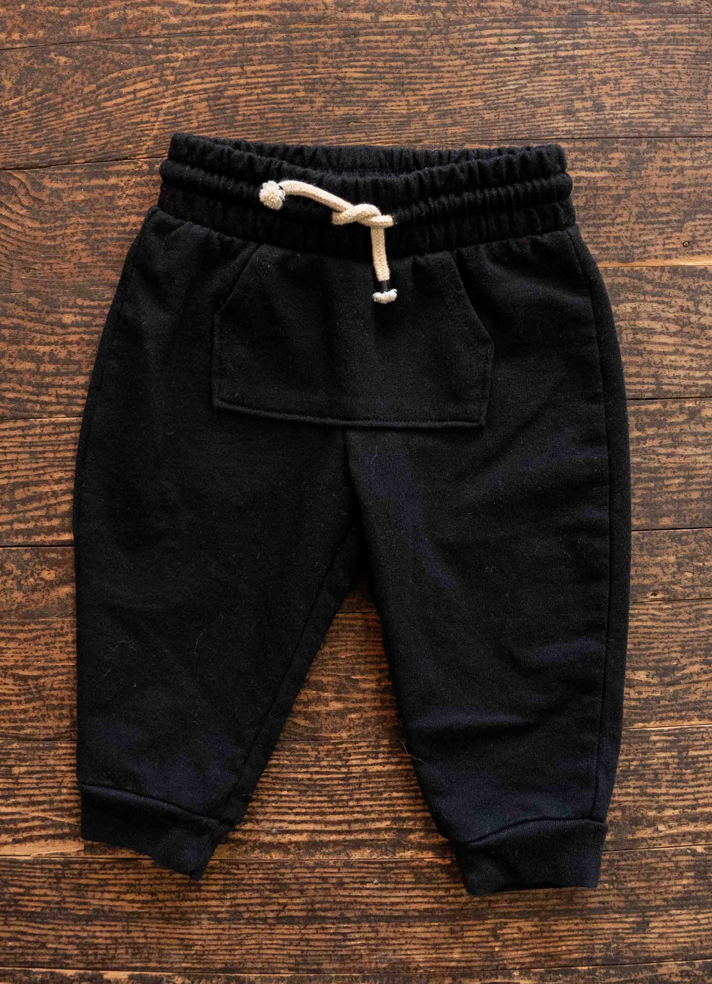 Black Pocket Drawstring Sweatpants: 6mos