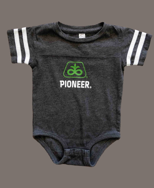 Dark Grey Pioneer Farming Bodysuit: 12mos