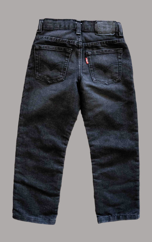 Faded Black Straight Denim Jeans: 6yr