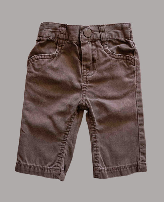 Brown Cotton Slacks: 6mos