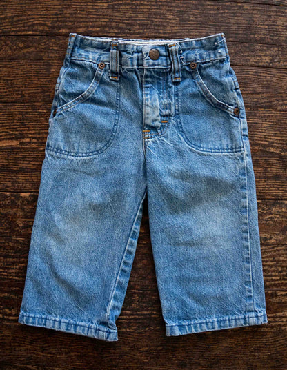 Blue Denim Wide Leg Jeans: 12mos