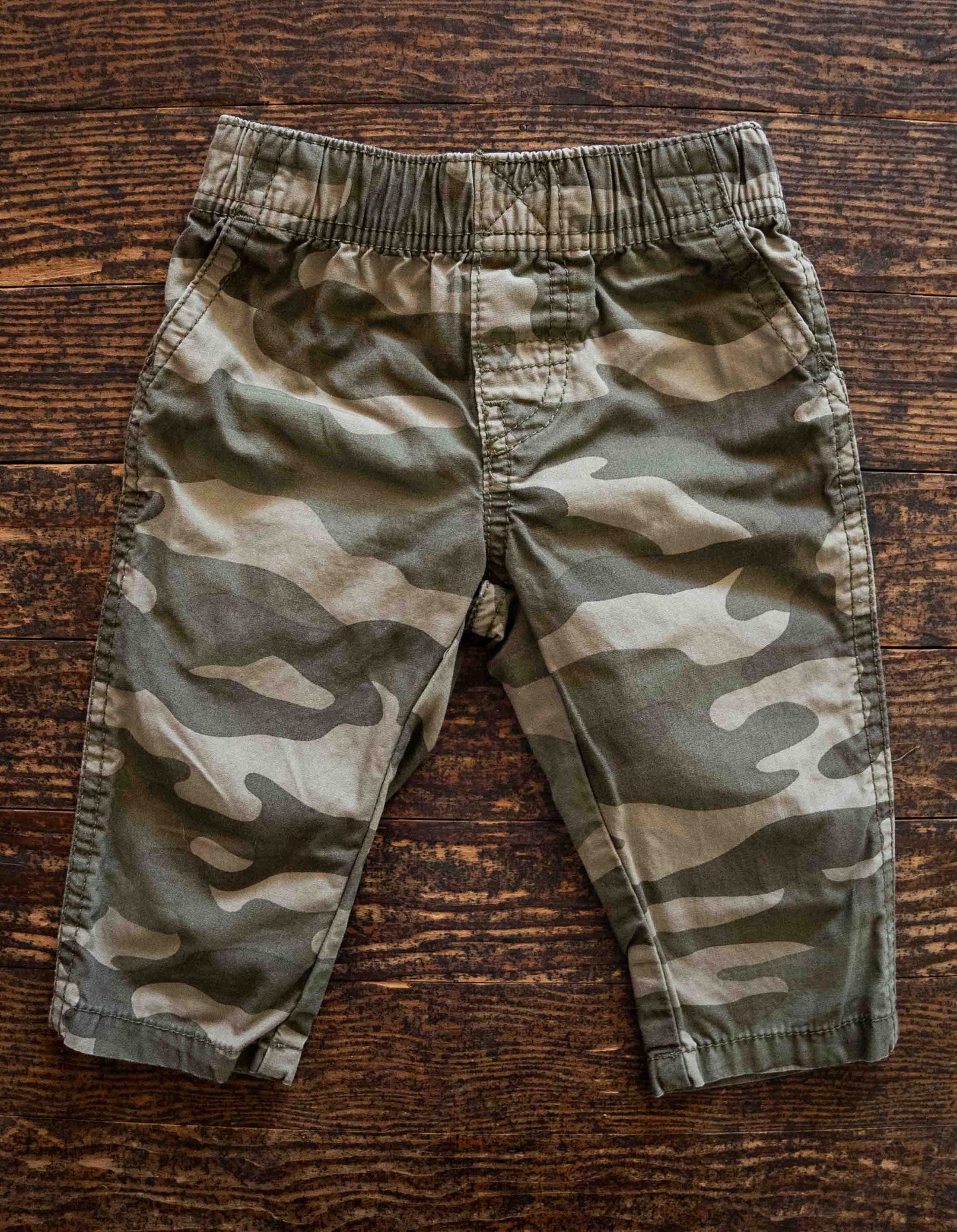 Green Camo Cotton Pants: 6mos