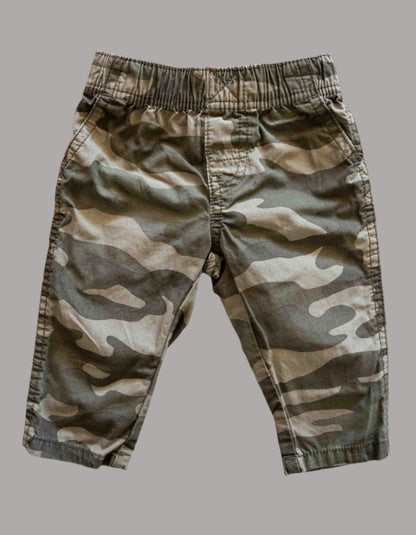 Green Camo Cotton Pants: 6mos