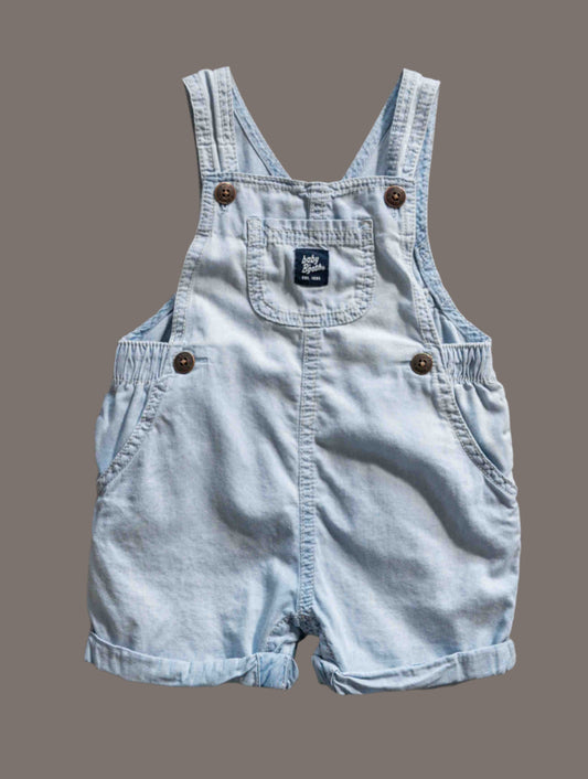 Light Blue Soft Short Overalls: 18mos